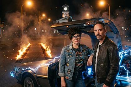 Efecto Back to the Future de fotomatón con IA